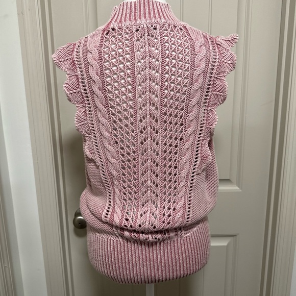 White House Black Market Pink and Cream Knit Top - Picture 5 of 6